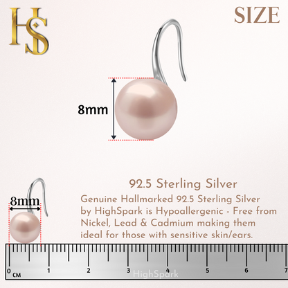 Pearl Pink Stylish Round Earrings in Hook Design