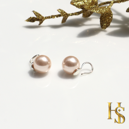 Pearl Pink Stylish Round Earrings in Hook Design