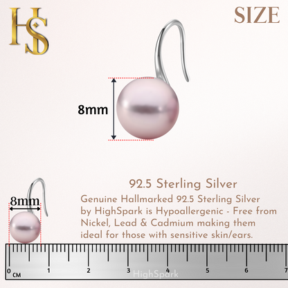 Pearl Rose Gold Stylish Round Earrings in Hook Design