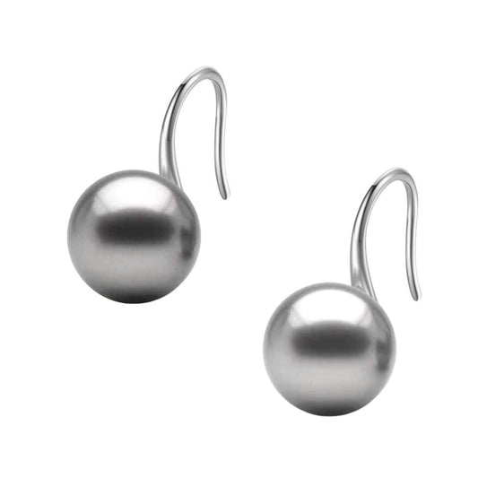 Pearl Grey Stylish Round Earrings in Hook Design