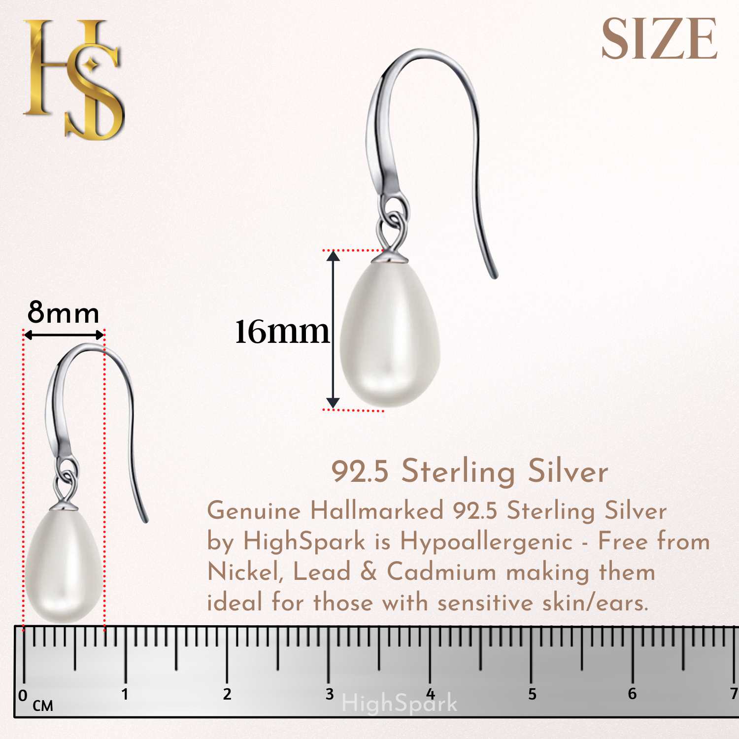 Pearl Drop Earrings in 925 silver - Pear Shaped/ Tear Drop Pearls