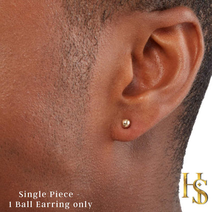 Mens Silver Ball Earring in Pure 92.5 Sterling Silver - Perfect for all type of piercings - Recommended by piercing studios