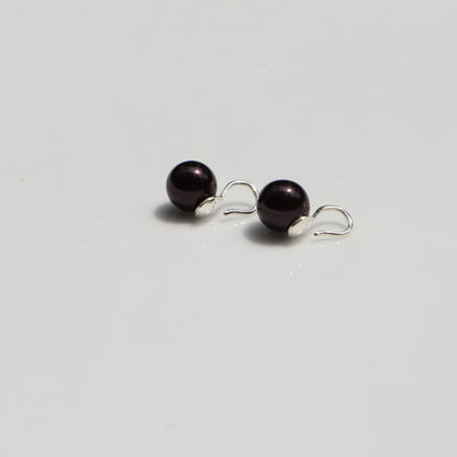 Pearl Black Round Stylish Earrings in Hook Design