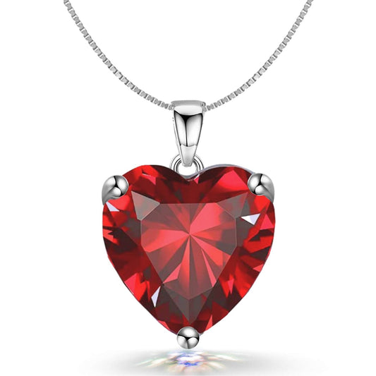 Red Heart Solitaire Pendant with Chain embellished with Swarovski Zirconia in 92.5 Silver