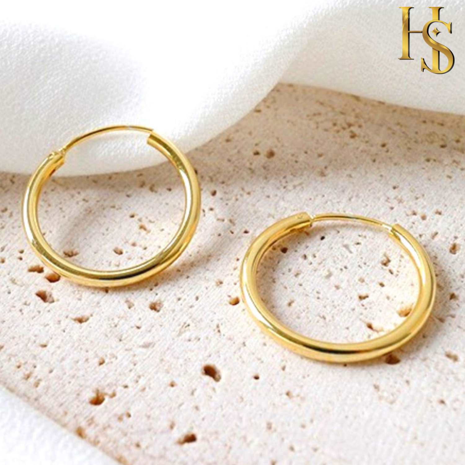 14k Gold Small Thick Hoop Earrings - Zoe Lev Jewelry