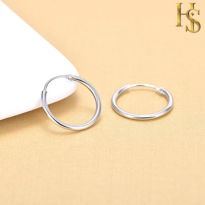 Thick Hoop Earrings in 92.5 Sterling Silver - Round Classic Hoop - Sizes 12mm to 20mm