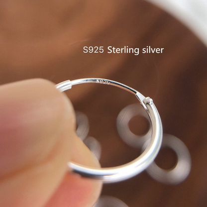 Thick Hoop Earrings in 92.5 Sterling Silver - Round Classic Hoop - Sizes 12mm to 20mm