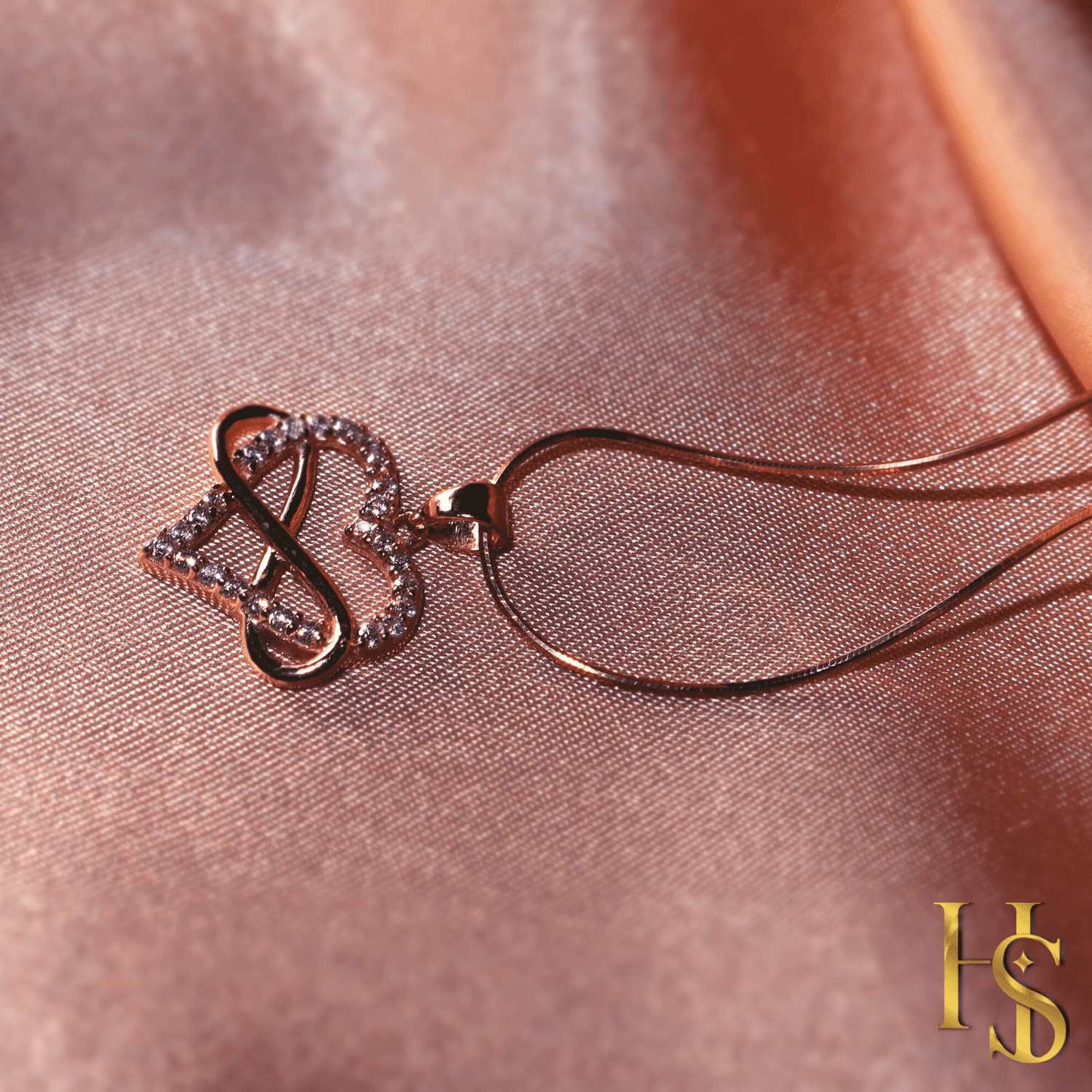 Infinity Heart Rose Gold Pendant in 92.5 Silver - Infinite Love - Studded with Swiss Zirconia - 18K Rose Gold finish