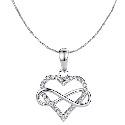 Infinity Heart Pendant in 92.5 Sterling Silver - Infinite Love - Studded with Swiss Zirconia