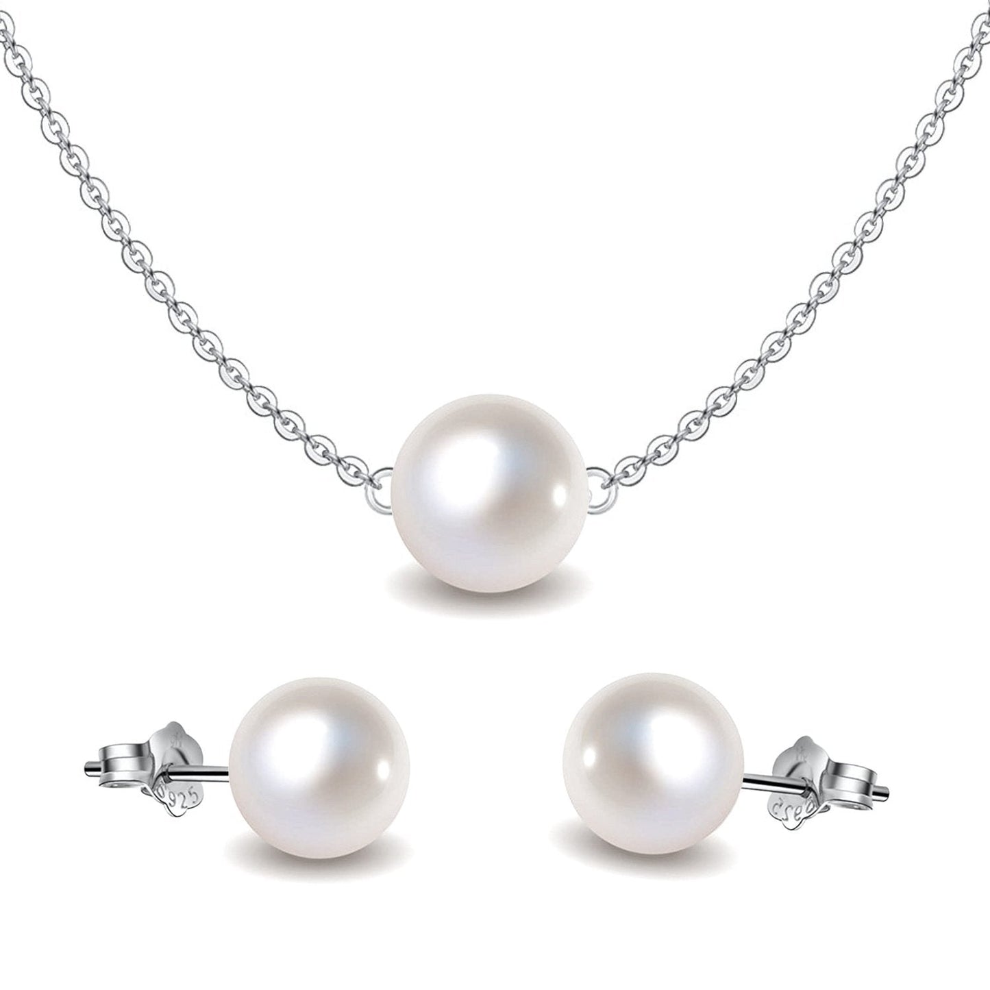 Pearl Moon Set - South Sea - Full Round Pearls - Earrings, Necklace & Chain Set