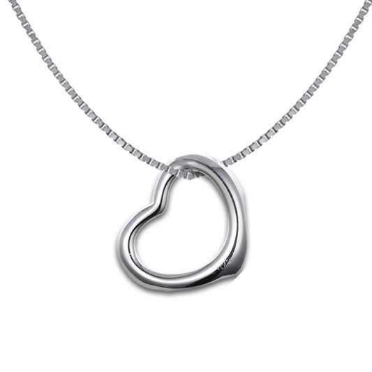 Hollow Heart Pendant Necklace in 92.5 Silver