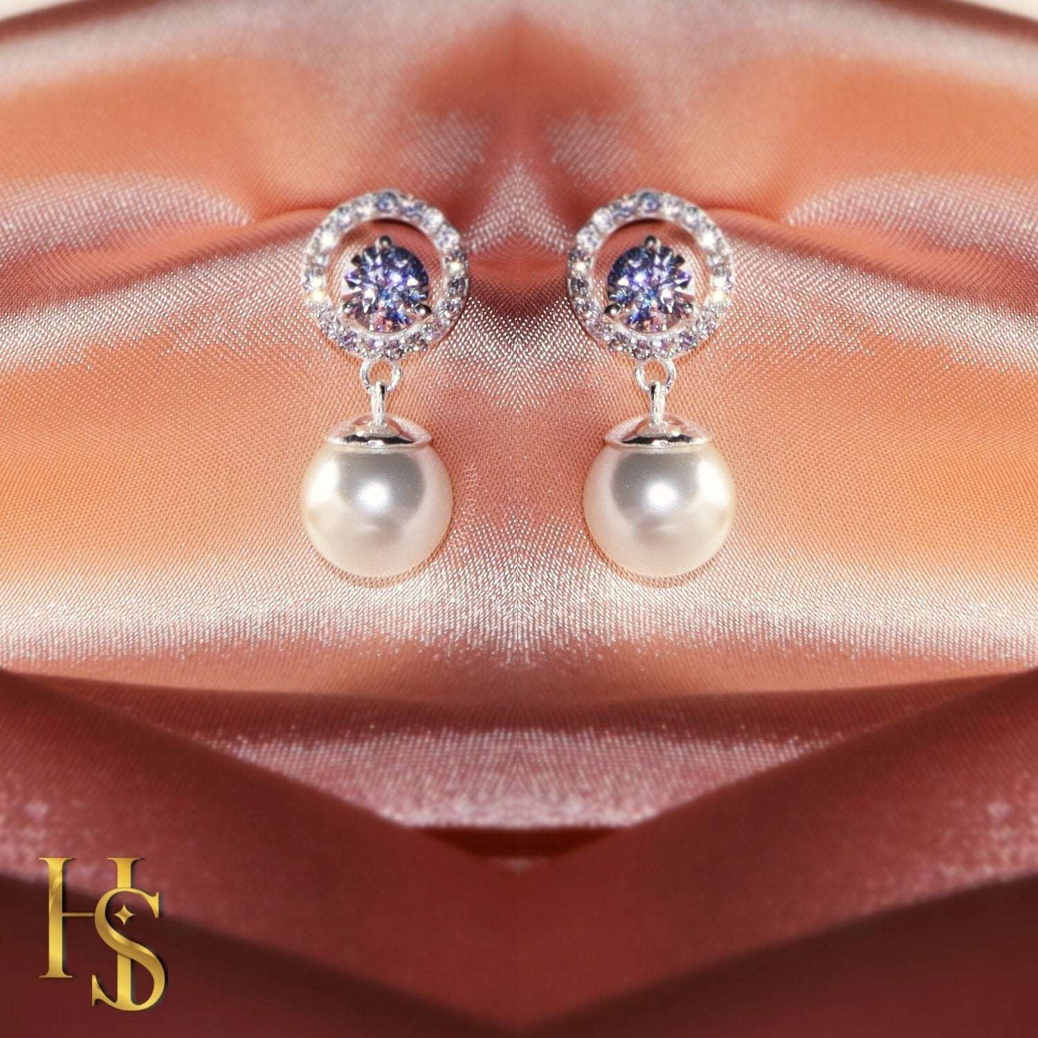 Circle Of Life Pearl Earrings embellished with Swarovski Zirconia