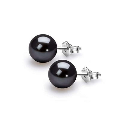 Pearl Classic Stud Earrings - Brilliant Lustre Black Pearls