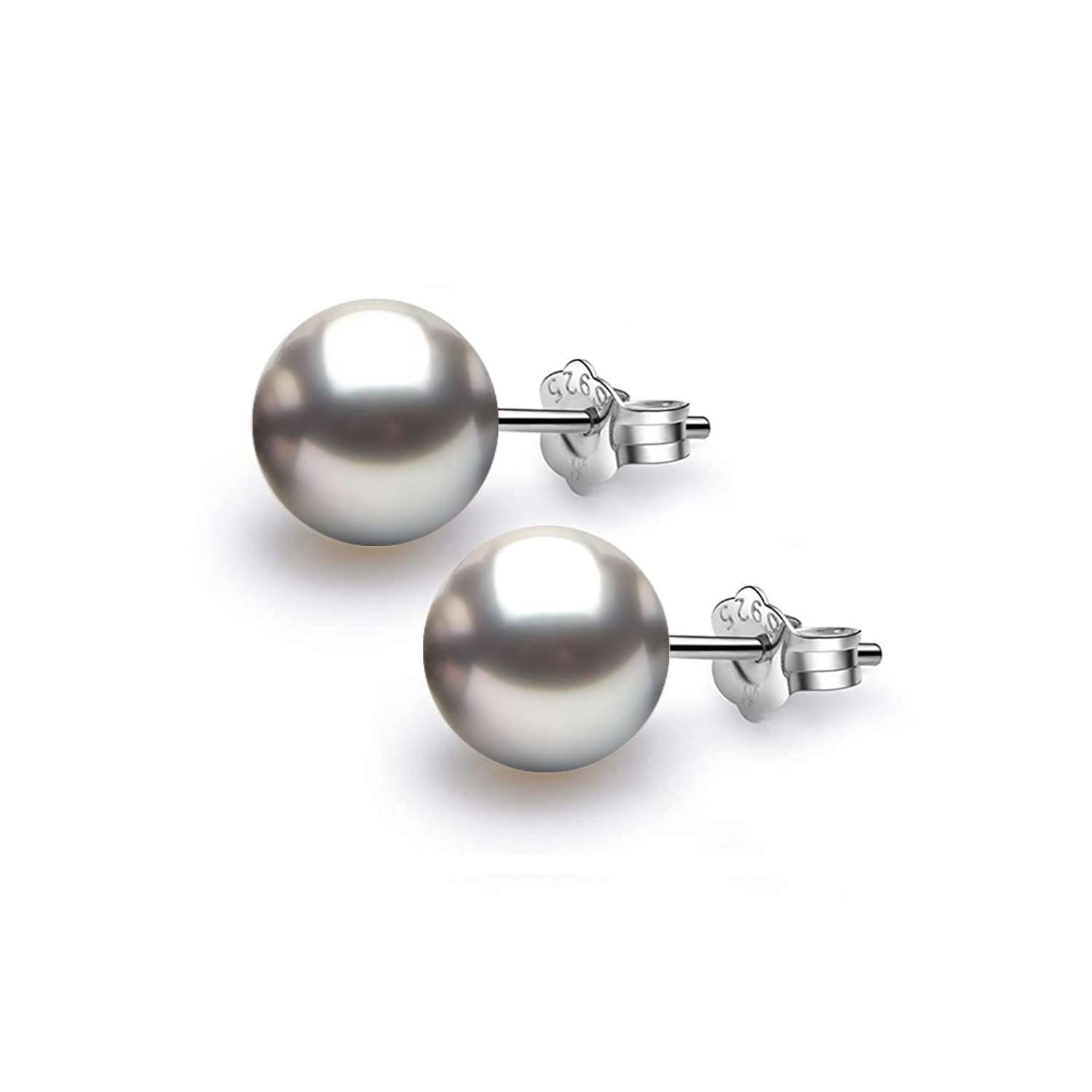 Pearl Classic Stud Earrings - Brilliant Lustre Grey Pearls
