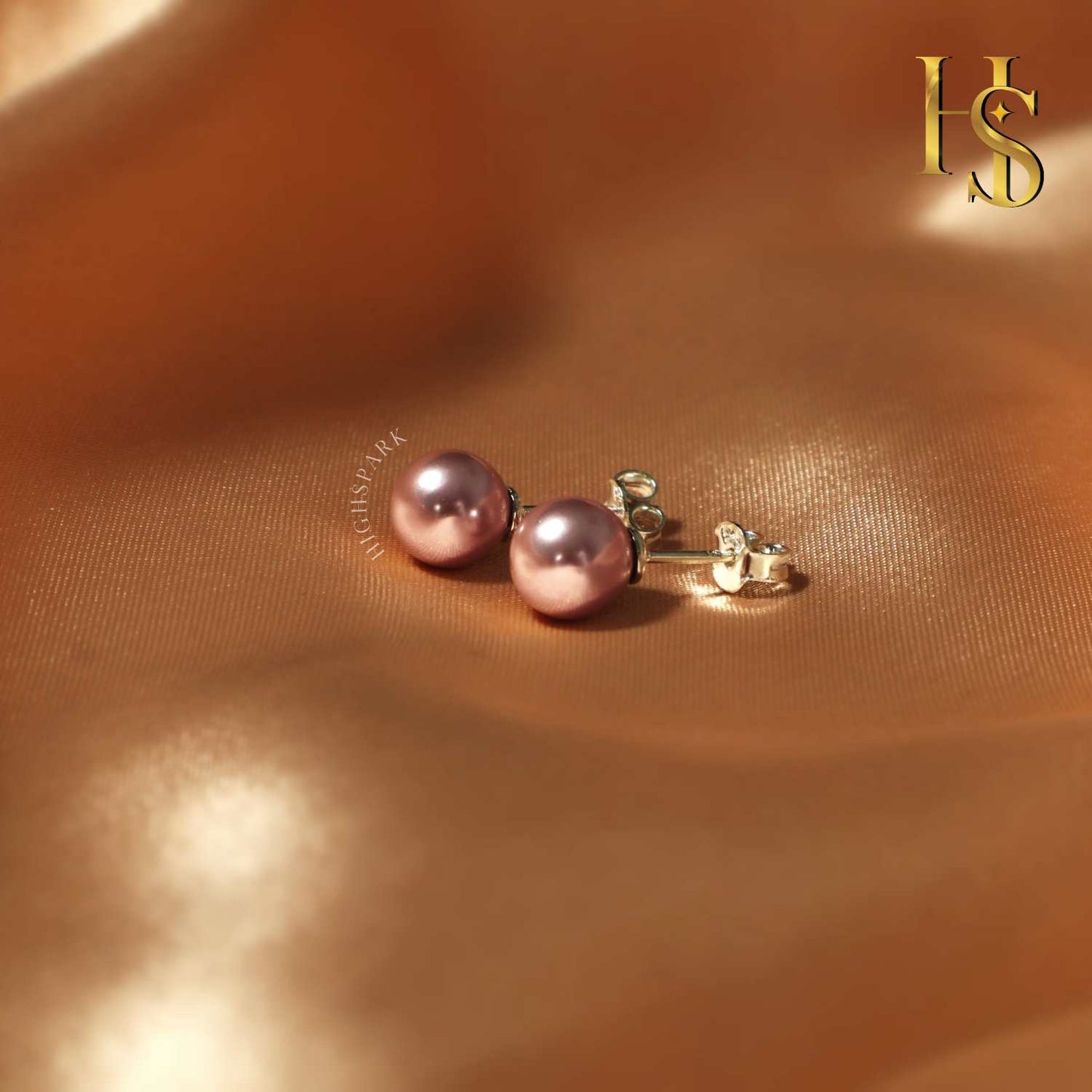 Pearl Classic Stud Earrings - Brilliant Lustre Rose Gold Pearls