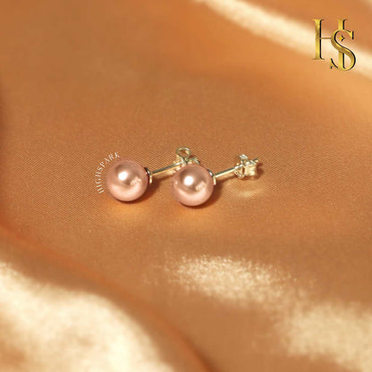 Pearl Classic Stud Earrings - Brilliant Lustre Pink Pearls