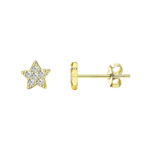 Star Golden Earrings in 92.5 Silver studded with Swiss Zirconia - 18K Gold finish