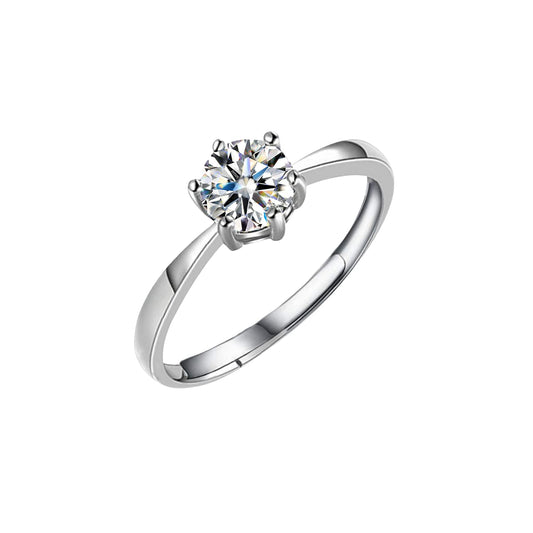 Solitaire Ring Classic Adjustable in 92.5 Silver embellished with Swarovski Zirconia