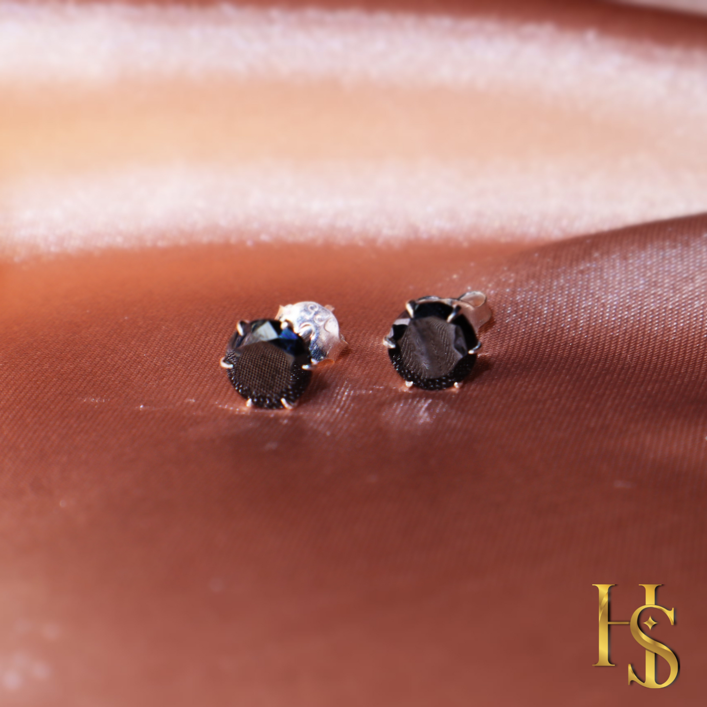 Solitaire Black Round Stud Earrings - 92.5 Silver - Black Brilliant Zirconia Tops