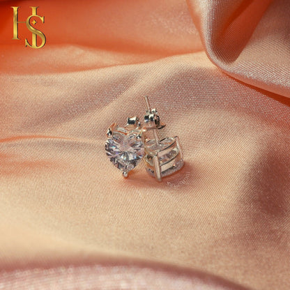 Solitaire Heart Earrings in 92.5 Silver embellished with Sparkling Zirconia.