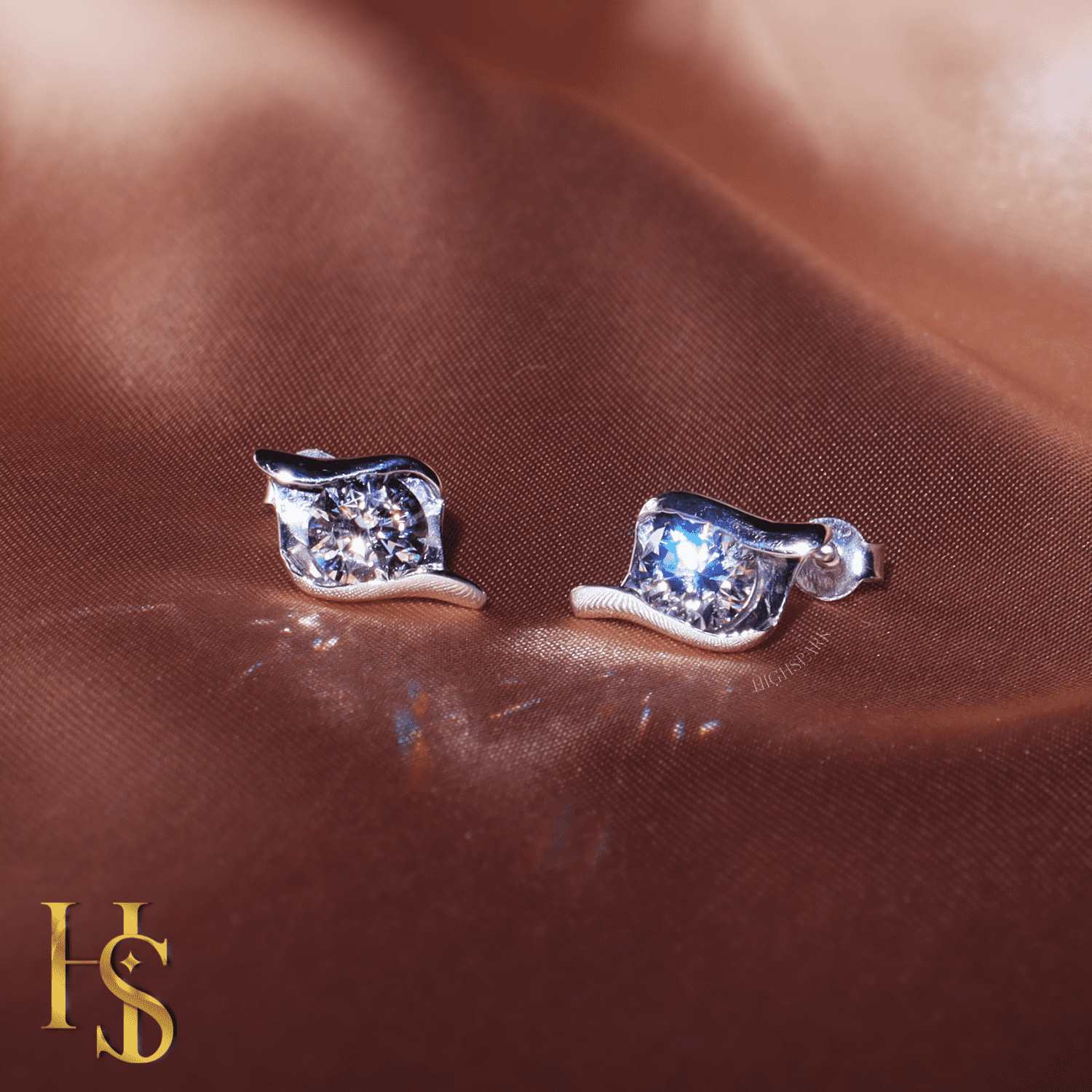Designer Solitaire Earrings in 92.5 Silver embellished with Swarovski Zirconia