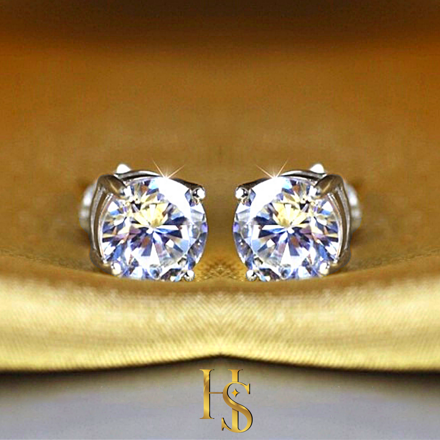 Solitaire Earrings in 92.5 Silver - Classic 4 prong setting embellished with Swarovski Zirconia