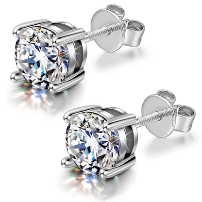 Solitaire Earrings Screwback in 92.5 Silver embellished with Sparkling Zirconia