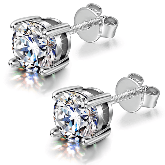 Solitaire Earrings Screwback in 92.5 Silver embellished with Swarovski Zirconia