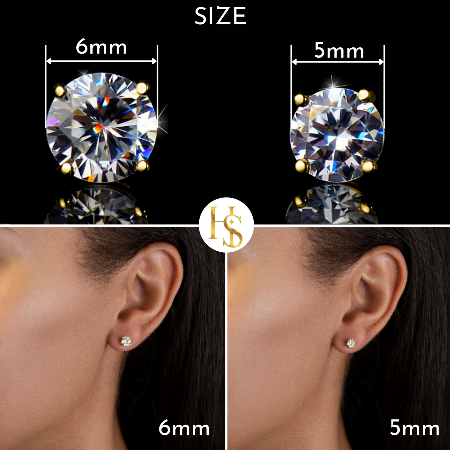 Solitaire Earrings embellished with Swarovski Zirconia - 92.5 Silver in 18K Gold Finish