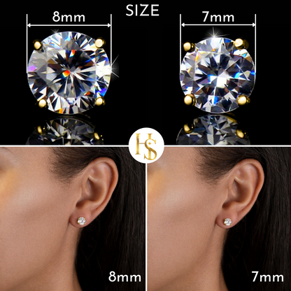 Solitaire Earrings embellished with Sparkling Zirconia - 92.5 Silver in 18K Gold Finish