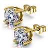 Gold-Plated Solitaire Stud Earrings in 925 Sterling Silver