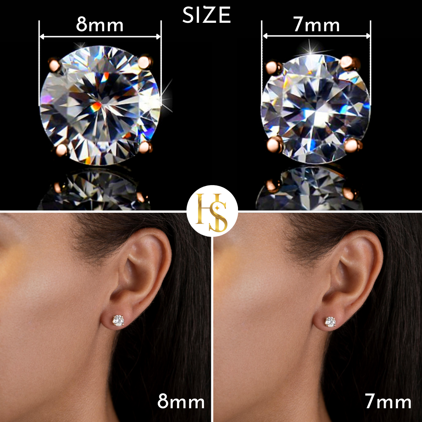 Solitaire Earrings embellished with Swarovski Zirconia - 92.5 Silver in 18K Rose Gold Finish
