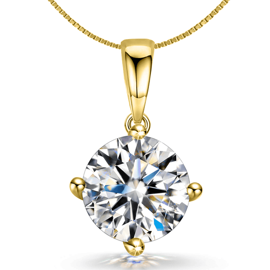 Solitaire Pendant with Chain in 92.5 Silver embellished with Swarovski Zirconia - 18K Gold finish