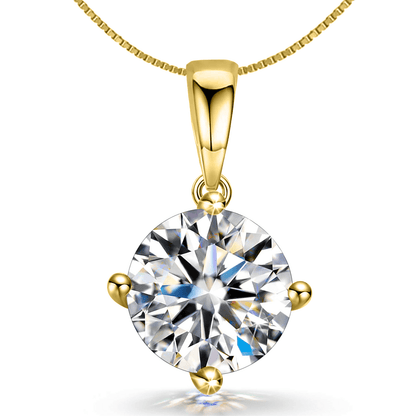 Solitaire Pendant with Chain in 92.5 Silver embellished with Sparkling Zirconia - 18K Gold finish - 6MM