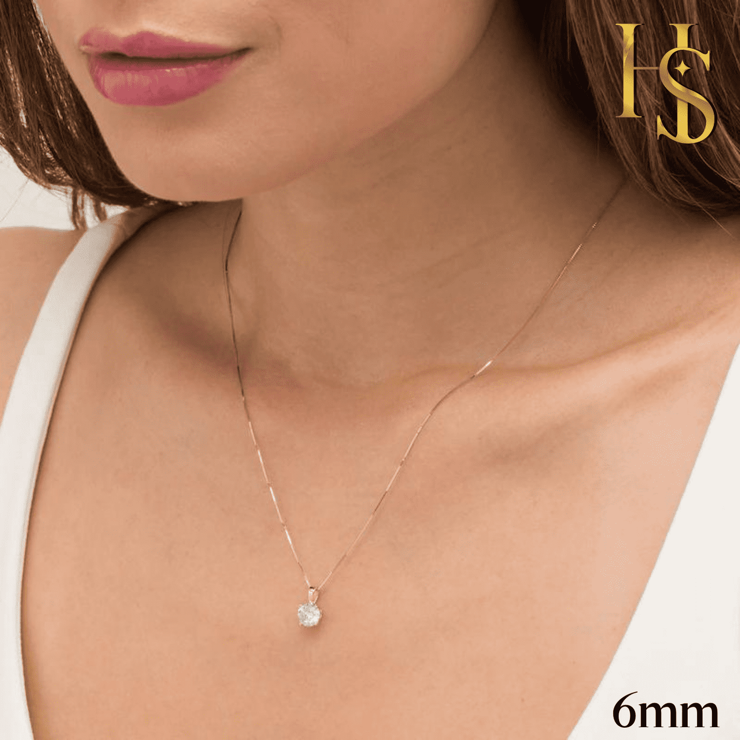 Solitaire Pendant with Chain in 92.5 Silver embellished with Swarovski Zirconia - 18K Gold finish