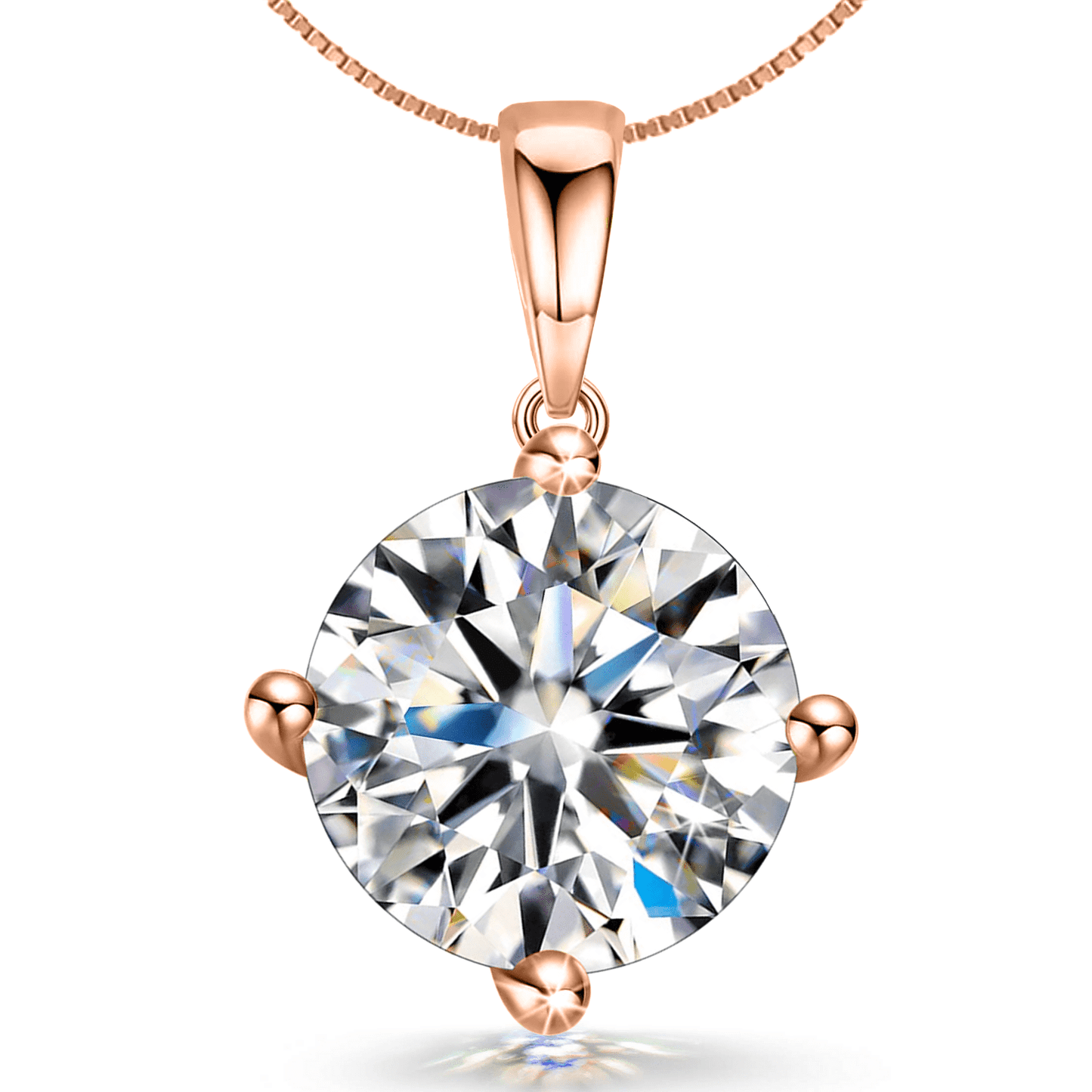 Rose Gold Solitaire Pendant with Chain in 92.5 Silver embellished with Swarovski Zirconia - 18K Rose Gold Finish