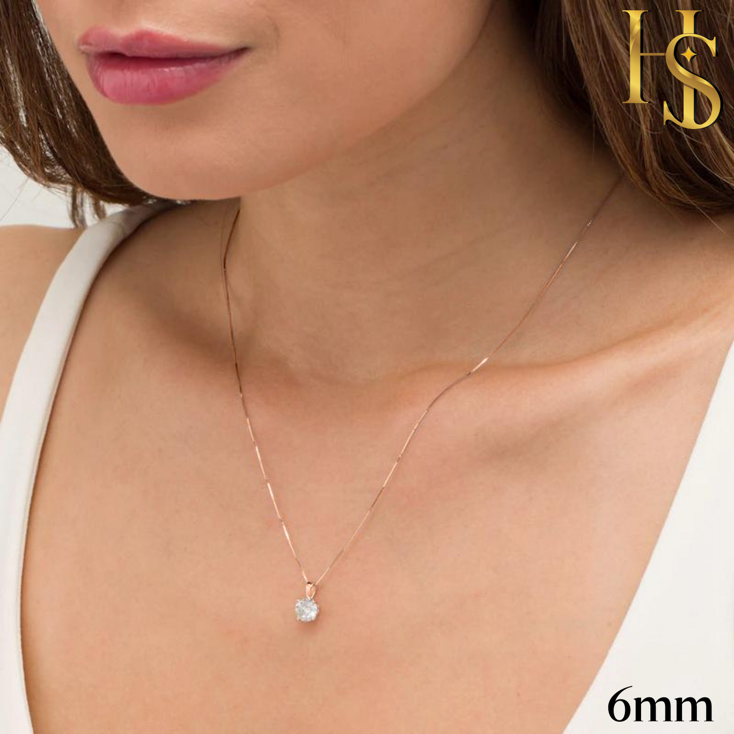Solitaire Set - Round Earrings, Pendant & Chain in 92.5 Silver embellished with Swarovski Zirconia - 18K Rose Gold finish