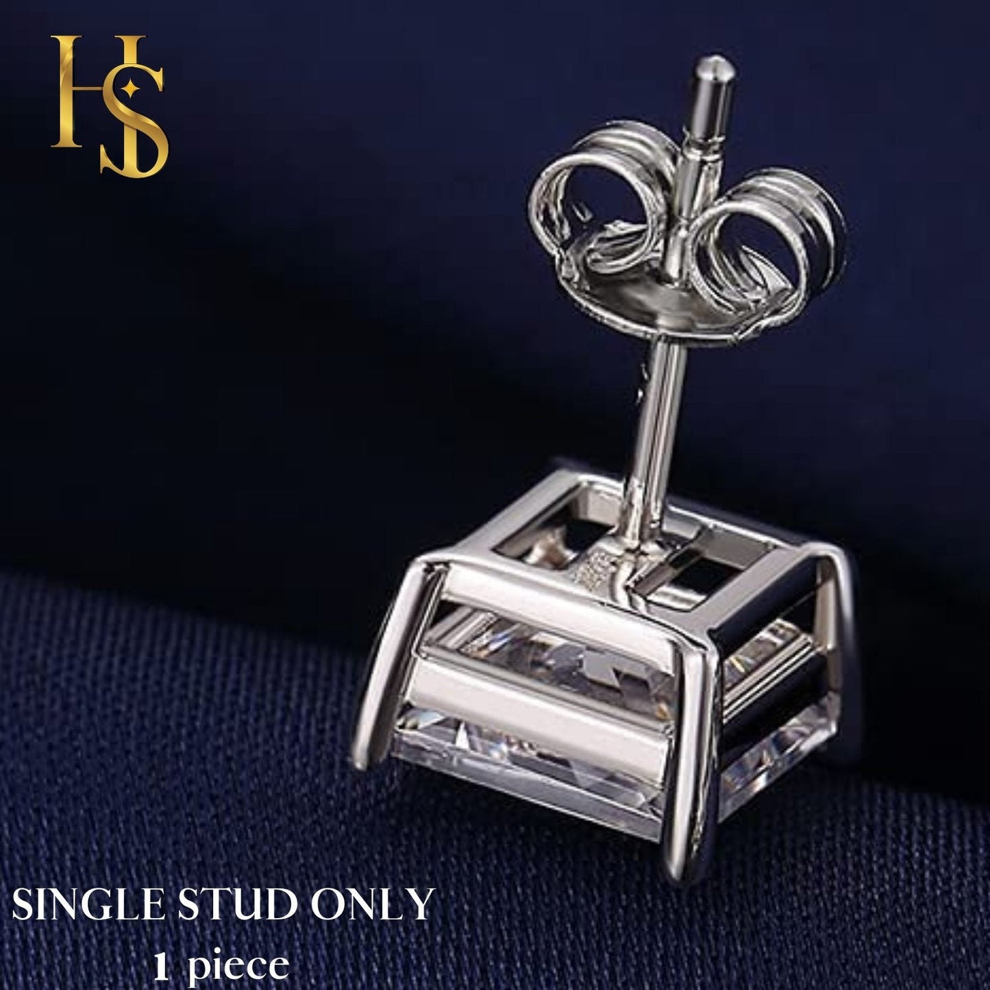 Mens Square Solitaire Earring embellished with Swarovski Zirconia.