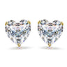 Solitaire Heart Earrings, Gold-Plated American Diamond 925 Silver