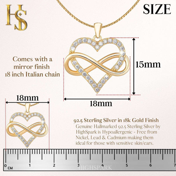 Infinity Heart Studded Necklace in Gold-Plated 925 Sterling Silver