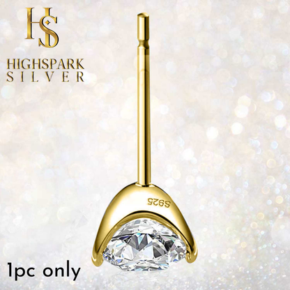 A single men's solitaire stud earring with a round American diamond in a three-prong martini setting.