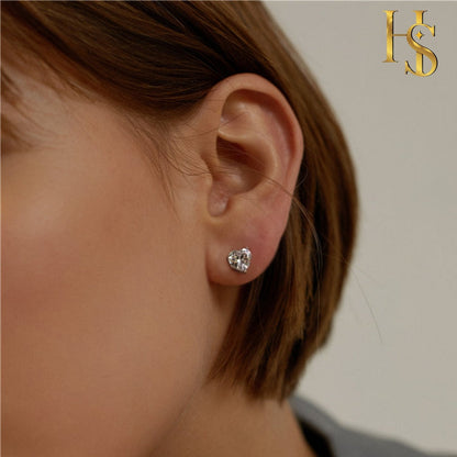 Solitaire Heart Earrings in 92.5 Silver embellished with Sparkling Zirconia. HighSpark