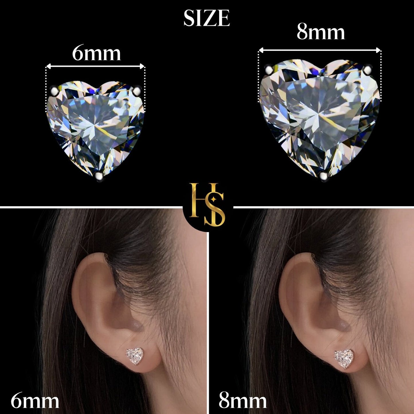 Solitaire Heart Earrings in 92.5 Silver embellished with Sparkling Zirconia. HighSpark