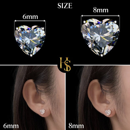 Solitaire Heart Earrings in 92.5 Silver embellished with Sparkling Zirconia. HighSpark