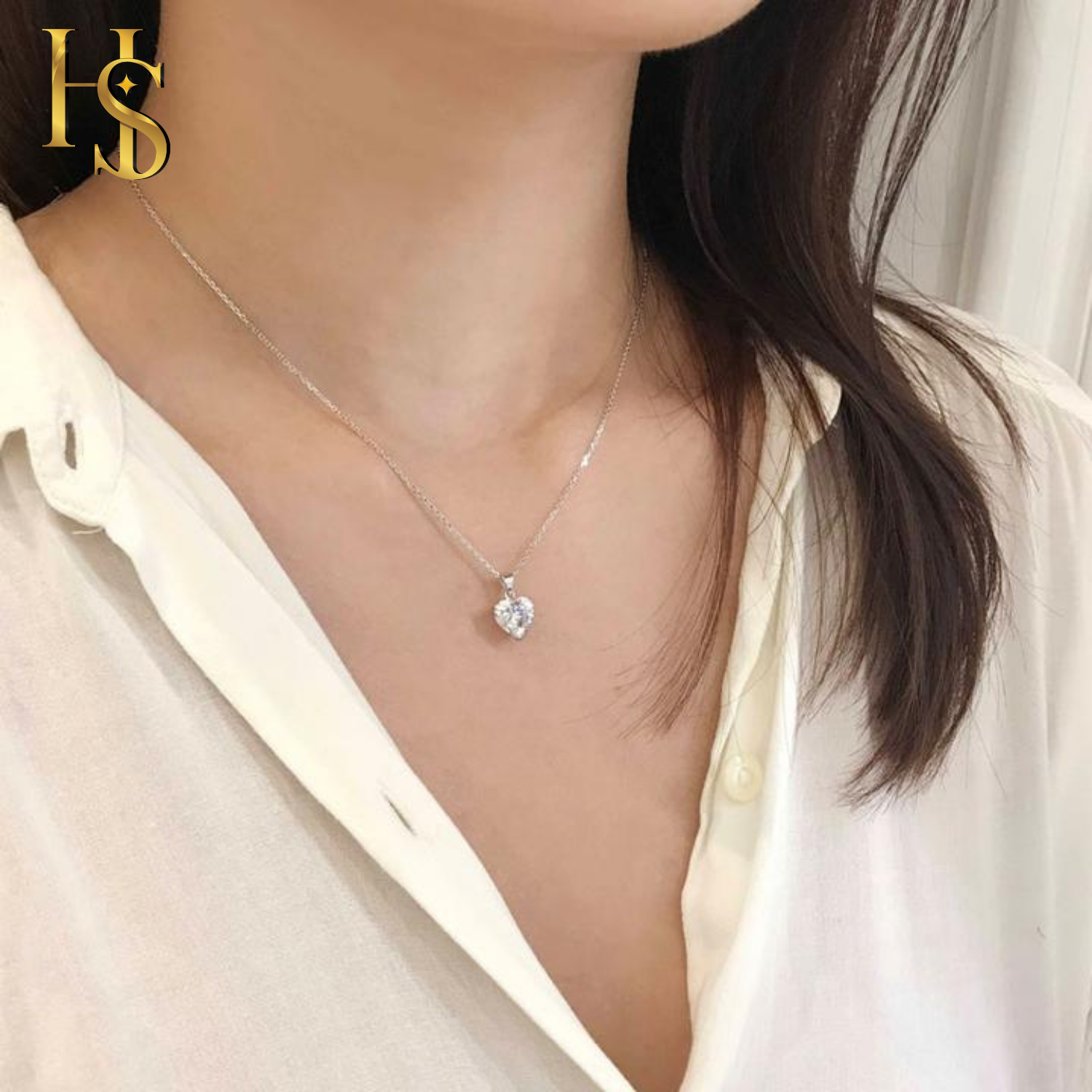 Solitaire Heart Earrings, Pendant & Chain Set in 92.5 Silver embellished with Sparkling Zirconia HighSpark