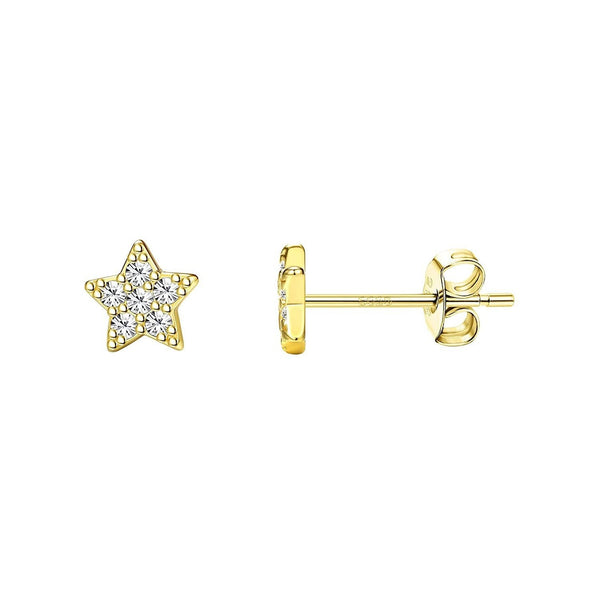Star Golden Earrings in 92.5 Silver studded with Swiss Zirconia - 18K Gold finish